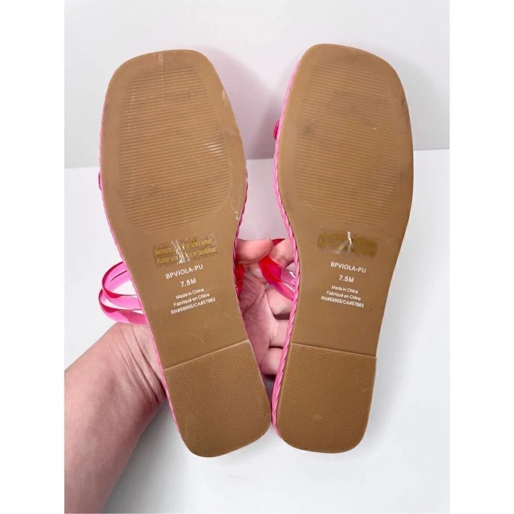 BP Viola Pink Jelly Double Strap Square Toe Slide Sandals Womens 7.5M